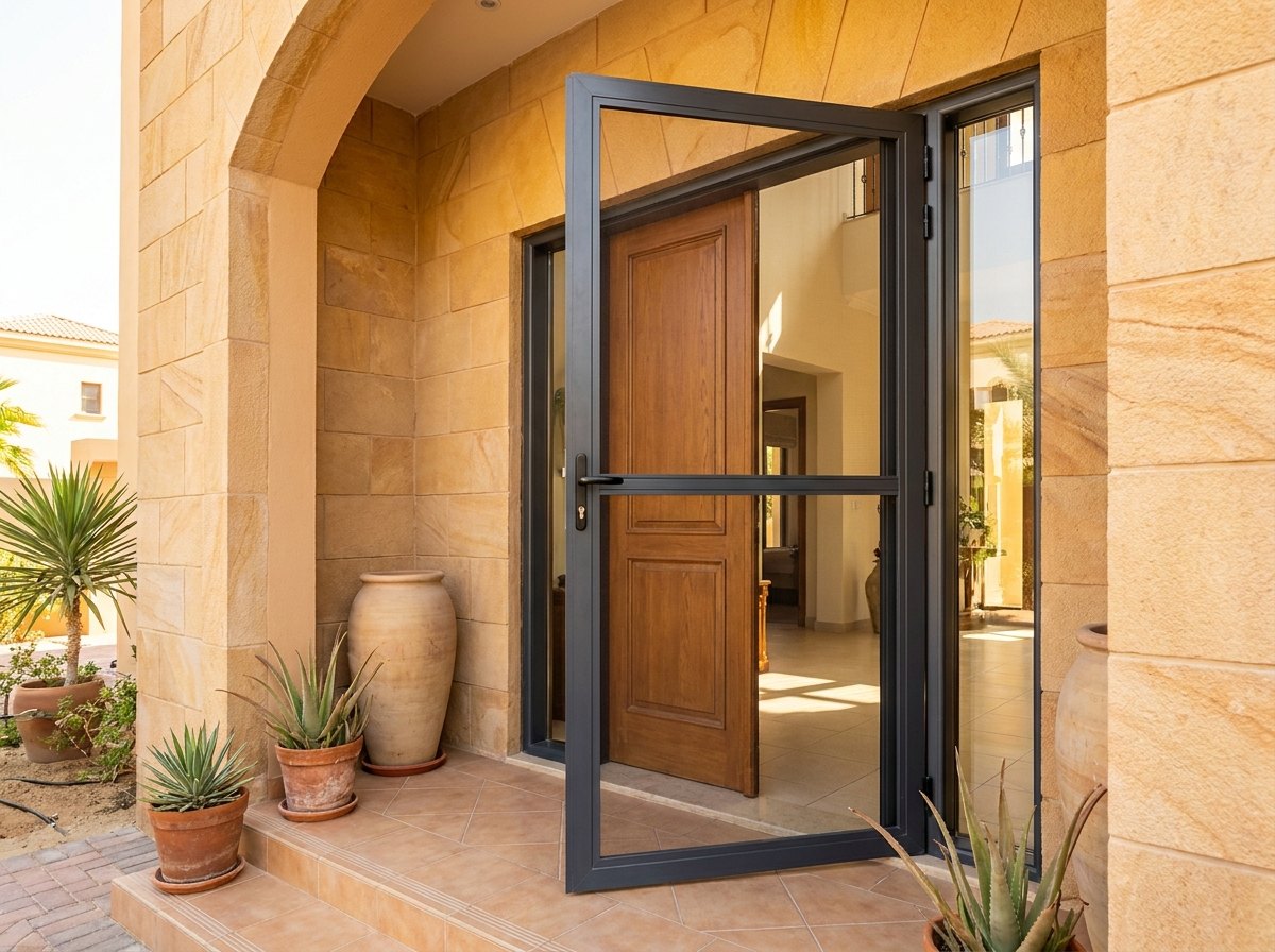 Hinged Flyscreens installed on a Dubai home