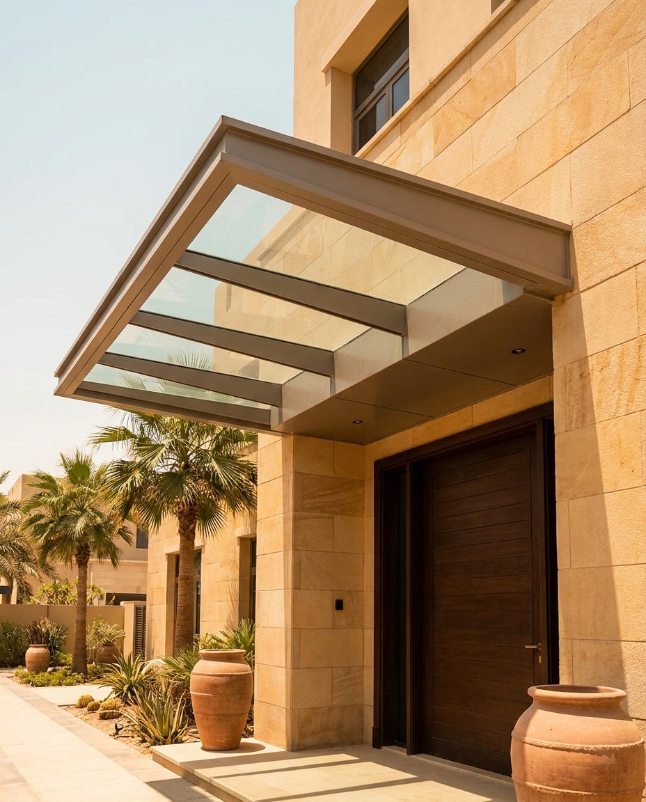 Entrance canopy, villa door