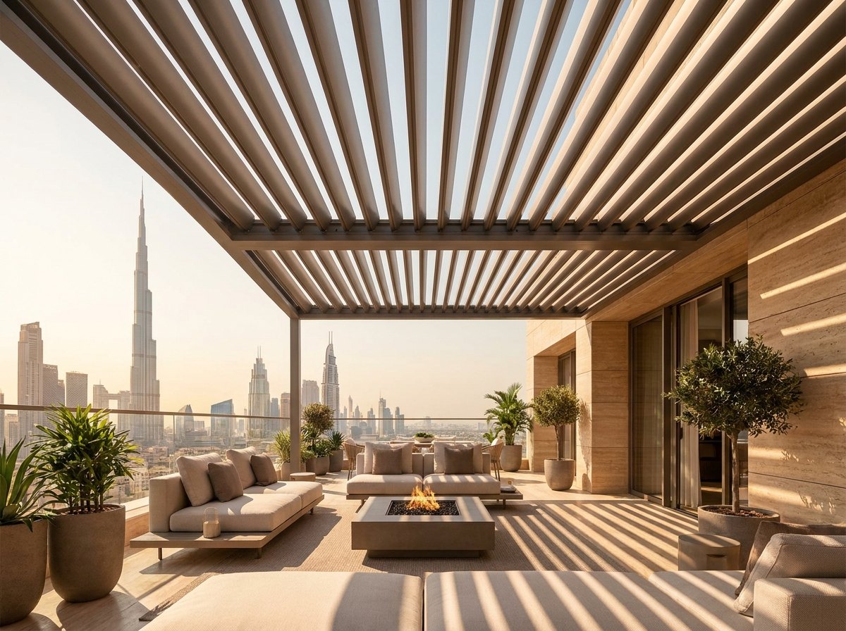 Louvered pergola, rooftop