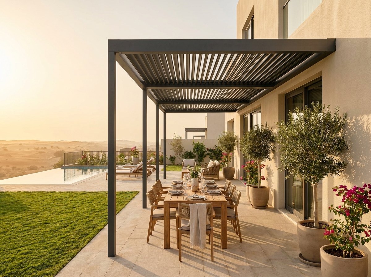 Wall-attached terrace pergola