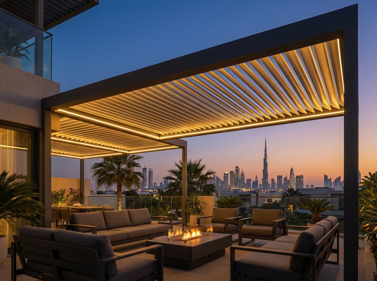 Pergola with integrated lighting