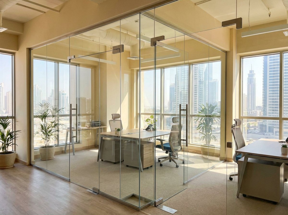 Frameless glass partition
