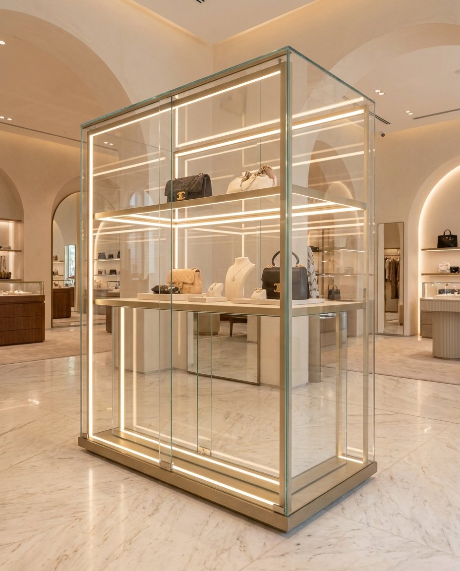 Glass display showcase