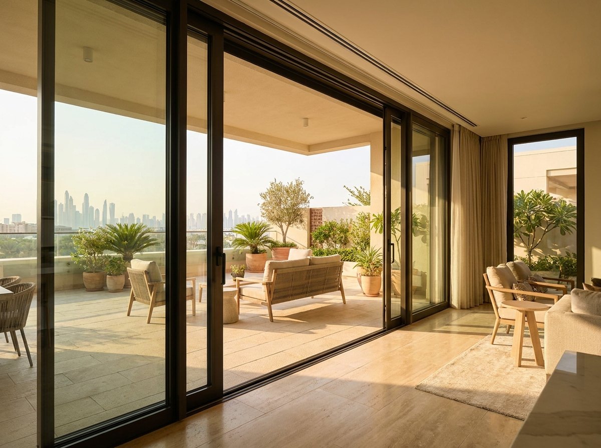 Slim-frame slider, patio